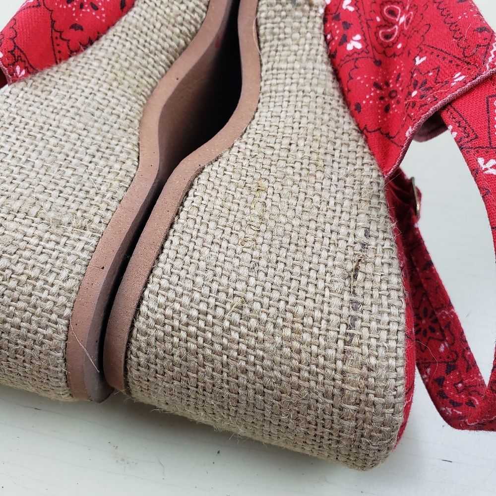 Women's Retro Rockabilly Handkerchief Red Banana Paisley Vintage Wedges Size 6B - Picture 5 of 12